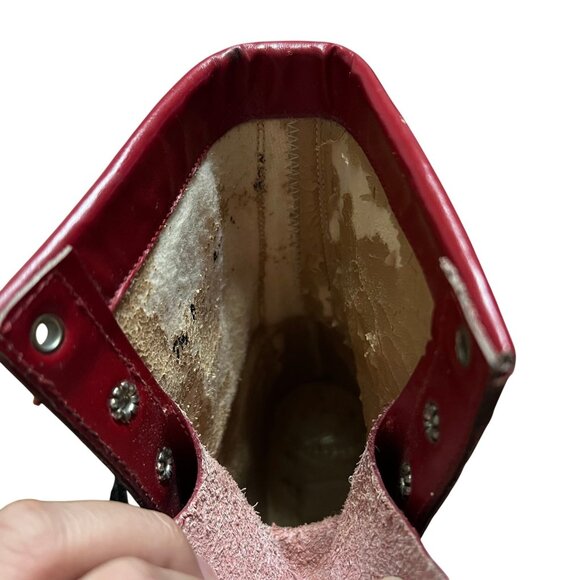 Justin Red Leather Fringe Lace Up Boots Size 7.5 - Picture 8 of 9